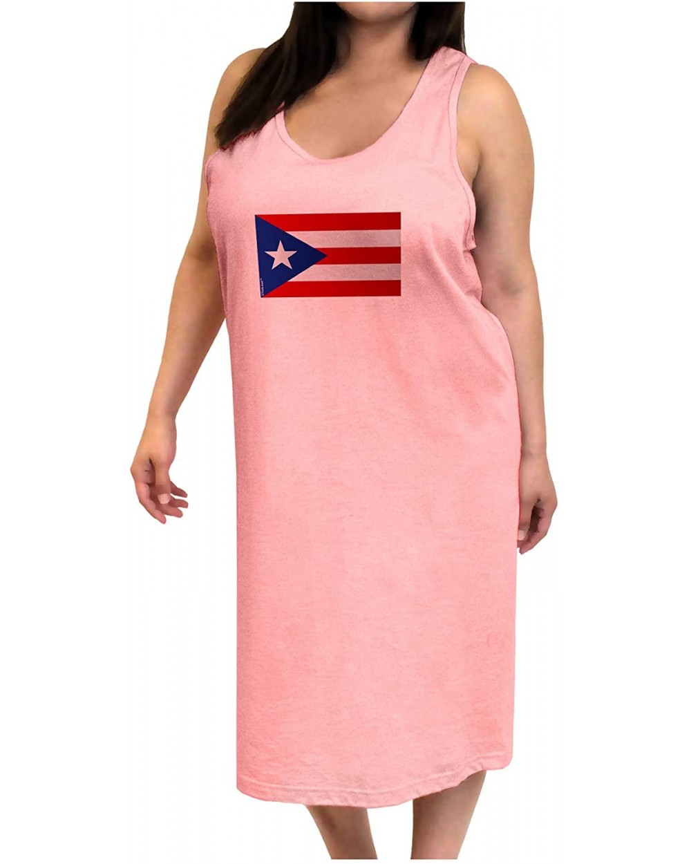 Puerto Rico Flag Adult Tank Top Dress Night Shirt - Pink - C612F0F7Q0X $42.54 Nightgowns & Sleepshirts