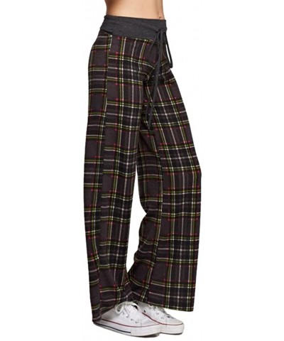 Women's Comfy Soft Stretch Floral Polka Dot Pajama Pants - Charcoal Plaid - C712NU1YT4K $23.06 Robes