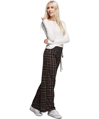 Women's Comfy Soft Stretch Floral Polka Dot Pajama Pants - Charcoal Plaid - C712NU1YT4K $23.06 Robes