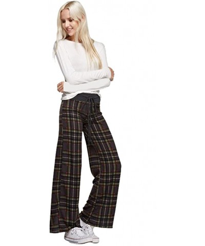 Women's Comfy Soft Stretch Floral Polka Dot Pajama Pants - Charcoal Plaid - C712NU1YT4K $23.06 Robes