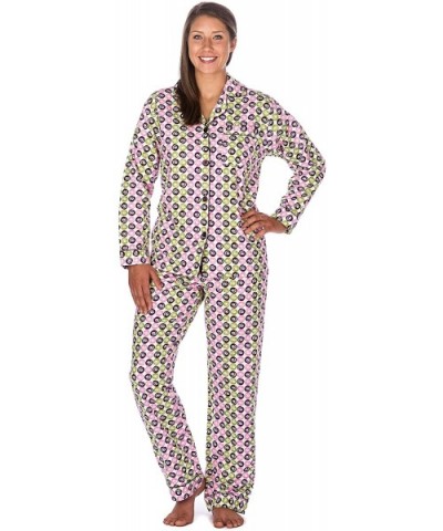 Women Pajamas Set - 100% Cotton Flannel Pajamas Women Warm PJs Set - Swirly Daze - Purple/Green [Relaxed Fit] - CT12278N2AX $...