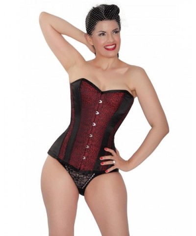 Playgirl Label Long Black Taffeta Overbust Full Steel Boned Waist Trainer Corset - Black/Red - C911H8PFWLT $57.31 Bustiers & ...