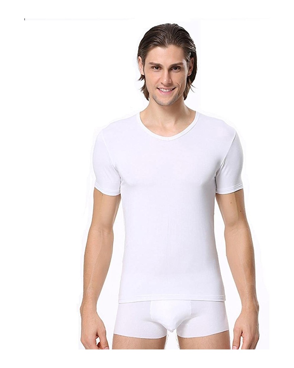 Underwear Men's Micro Modal Slim Fit V-Neck T-Shirt - White - CV12M0L2RE5 $31.00 Undershirts