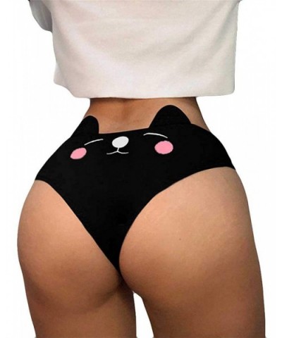 Womens Breathable Panties Cartoon Cat Ear Comfort Underwear Cotton Bikini Panty Hipster Briefs - Black - CE18LRZ4M77 $14.88 P...