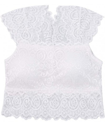 Women's Lace Bralette Bralet Bra Floral Bustier Crop Top Cami Padded Vest Tank - White 1 - CR185HY8CMD $14.56 Camisoles & Tanks