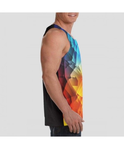 Men's Fashion Sleeveless Shirt- Summer Tank Tops- Athletic Undershirt - Red and Blue Abstract Background - C419D8D36A2 $32.46...