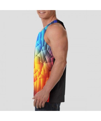 Men's Fashion Sleeveless Shirt- Summer Tank Tops- Athletic Undershirt - Red and Blue Abstract Background - C419D8D36A2 $32.46...