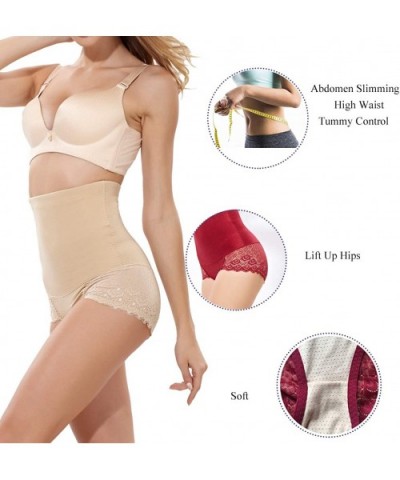 2 Pack Strapless Body Shaper High Waist Tummy Control Butt Lifter Panty Slim - Red+beige - CS18I6SRO63 $17.34 Shapewear