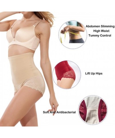 2 Pack Strapless Body Shaper High Waist Tummy Control Butt Lifter Panty Slim - Red+beige - CS18I6SRO63 $17.34 Shapewear