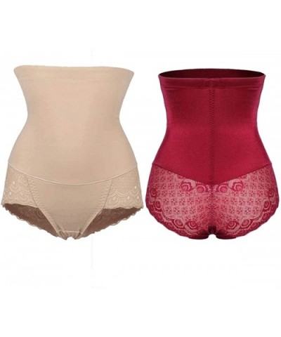 2 Pack Strapless Body Shaper High Waist Tummy Control Butt Lifter Panty Slim - Red+beige - CS18I6SRO63 $17.34 Shapewear