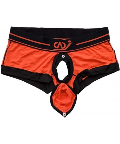 Mens Buckled Pouch Boxer Shorts Underwear Low Rise Bulge Pouch Jockstrap Trunks Underpants - Orange - CO190ONM7OO $25.95 Boxe...