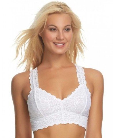 Lace Bralette | Wire Free | Unpadded | T-Back | Support - White - CS12O6NW27E $27.81 Bras