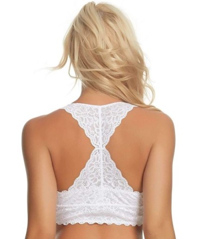 Lace Bralette | Wire Free | Unpadded | T-Back | Support - White - CS12O6NW27E $27.81 Bras