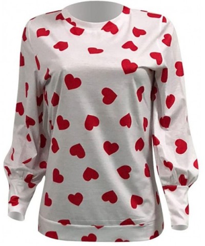 2018 Women Love Printing Long Sleeve Crop Jumper Pullover Tops - CZ180HZ5DD2 $31.64 Nightgowns & Sleepshirts