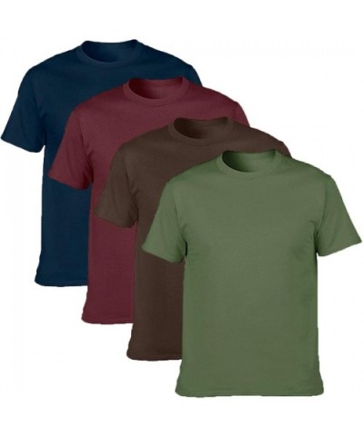 Men's Classic Basic Solid Ultra Soft Cotton T-Shirt | 1-2-4 Pack - Navy/Maroon/Chocolate/Military Green - C118WKZI4DU $51.94 ...