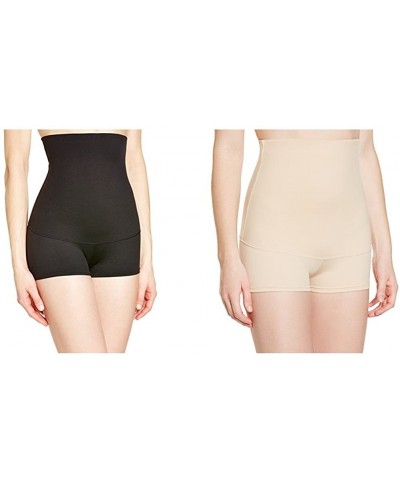 Maidenform Women's Shapewear Minimizing Hi-Waist Boyshort - Black/Latte Lift - C5183M7CSDD $63.25 Shapewear