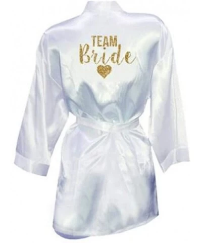 Robes Team Bride Heart Golden Glitter Print Kimono Robes Satin Bridal Party Robe Bride - Light Blue Team - CT19C8TWXYM $41.56...