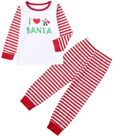 Family Matching Pajamas Set- Merry Christmas Santa Claus Letter Print Classic Striped Matching Family Xmas Pajama Set - Baby-...