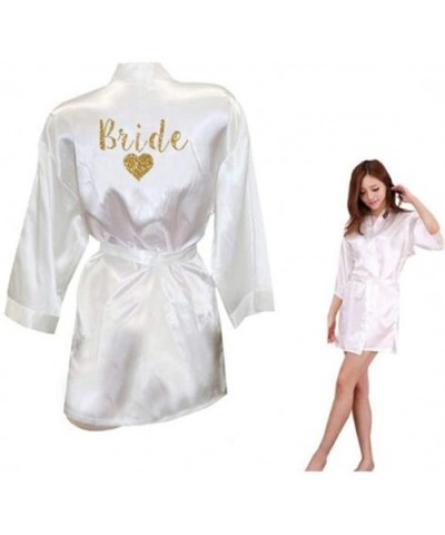 Robes Team Bride Heart Golden Glitter Print Kimono Robes Satin Bridal Party Robe Bride - Light Blue Team - CT19C8TWXYM $41.56...