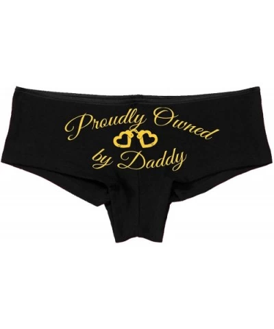 BDSM DDLG Proudly Owned Black Boyshort for Baby Girl Princess - Yellow - CX18NDXDOAL $20.75 Panties