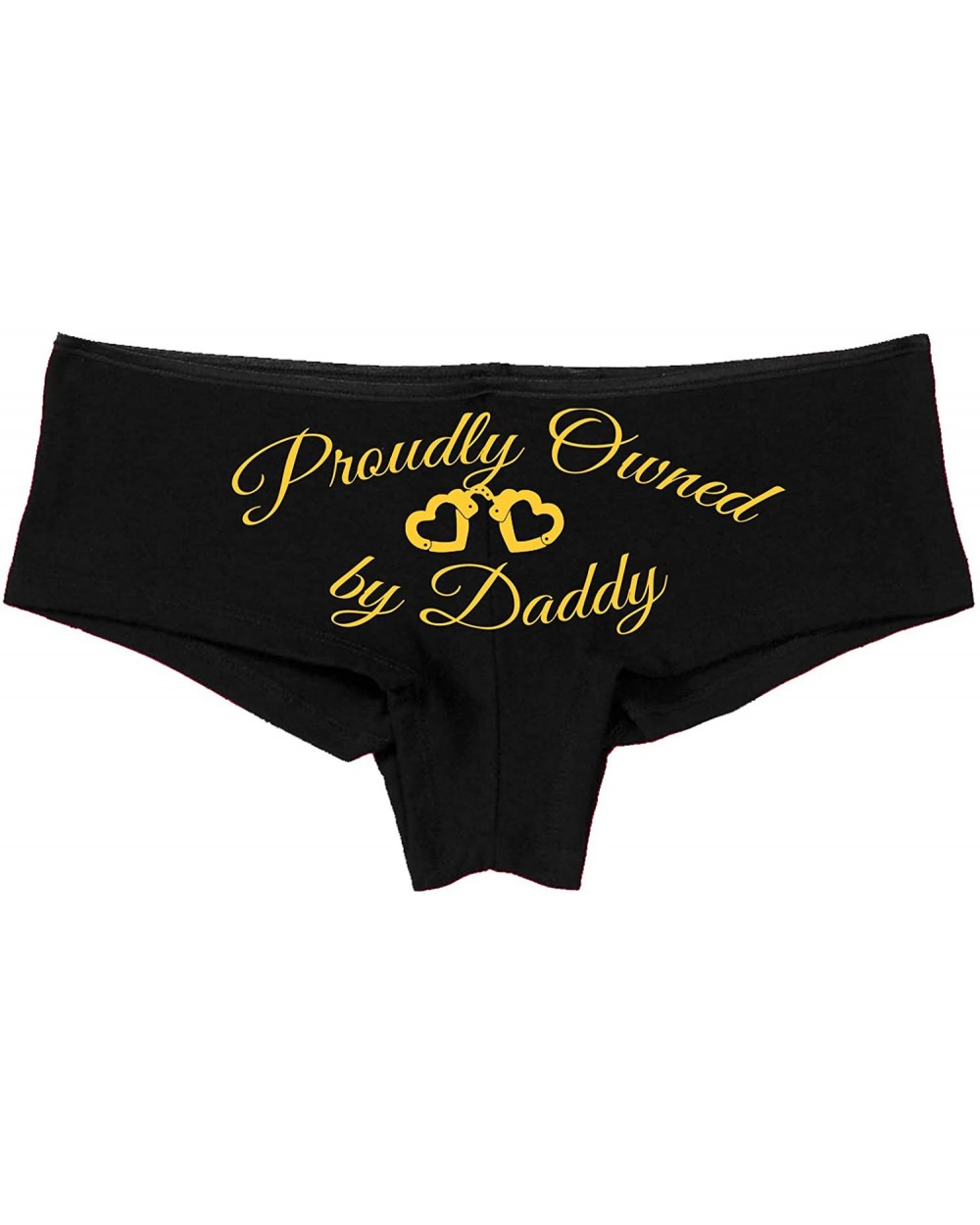 BDSM DDLG Proudly Owned Black Boyshort for Baby Girl Princess - Yellow - CX18NDXDOAL $20.75 Panties