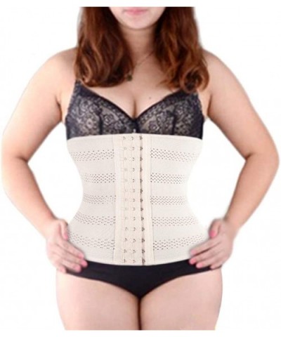 Breathable 3 Hooks Steel Boned Interlacement Waist Trainer Shapewear Waist Trimmer Cincher Corset - Beige - CS186T2HWQI $17.0...