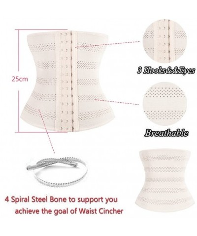 Breathable 3 Hooks Steel Boned Interlacement Waist Trainer Shapewear Waist Trimmer Cincher Corset - Beige - CS186T2HWQI $17.0...