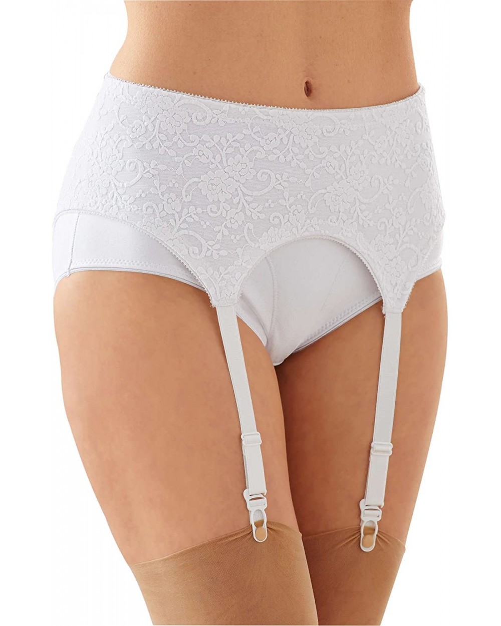 Intimates Stretch Lace Garter Belt - White - CT11IILNOD5 $52.56 Garters & Garter Belts