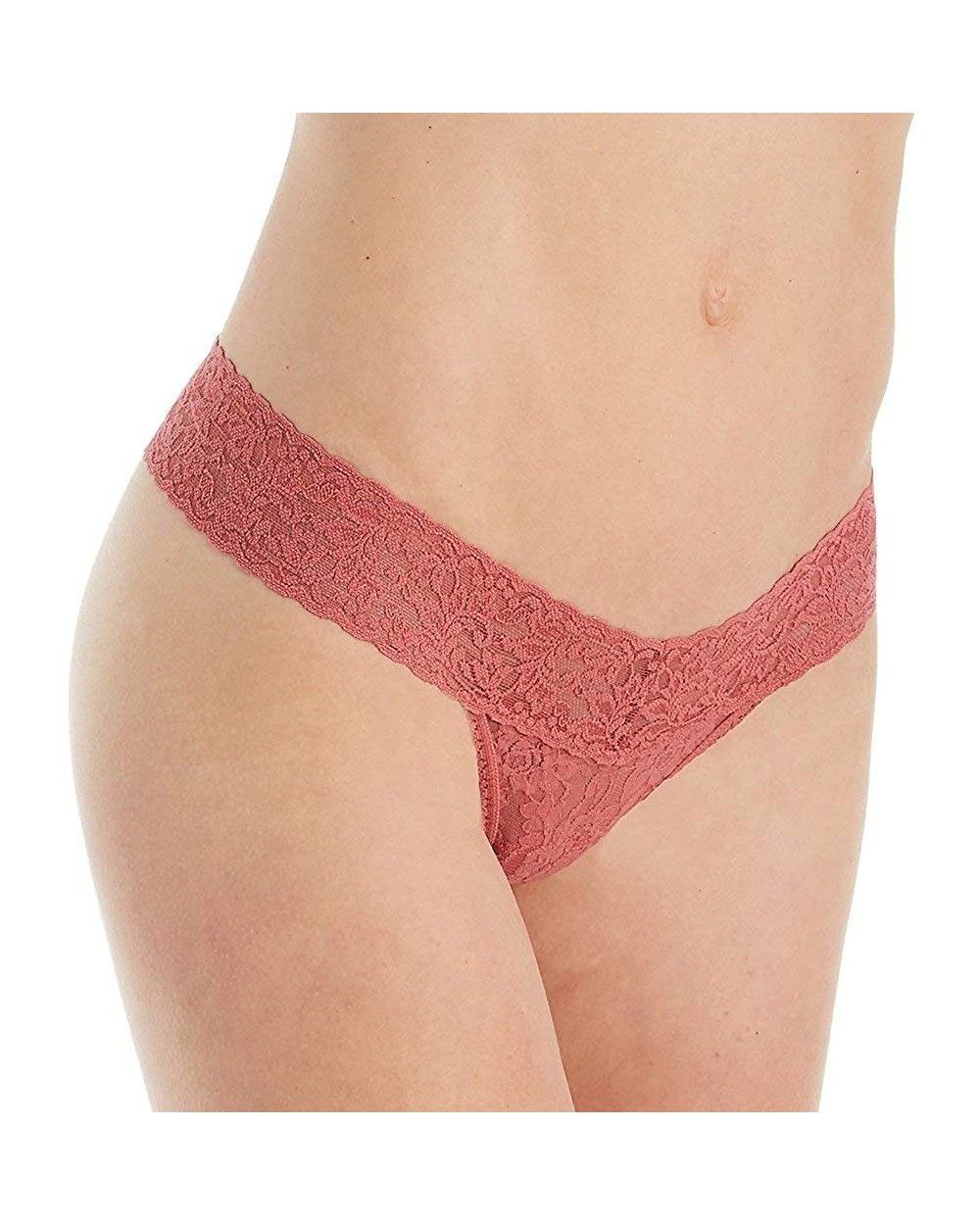 Signature Lace Low Rise Thong Pink Sands One Size - C218CISLNAH $35.00 Panties