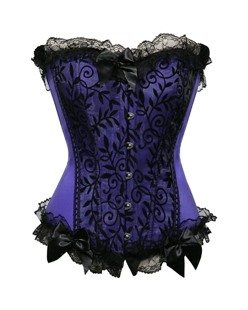 Corsets for Women Corset Top Bustier Overbust Lace Up Corset Plus Size - 812purple - CB196IMC4AI $27.29 Bustiers & Corsets