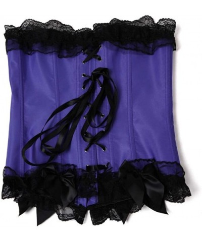 Corsets for Women Corset Top Bustier Overbust Lace Up Corset Plus Size - 812purple - CB196IMC4AI $27.29 Bustiers & Corsets