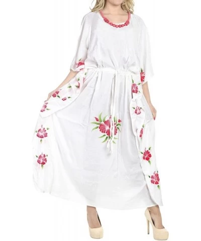 Women's Long Kaftan Dress Caftan Cover Up Sleepwear Tops Drawstring A - Ghost White_s943 - CI121U7VKO3 $42.74 Nightgowns & Sl...