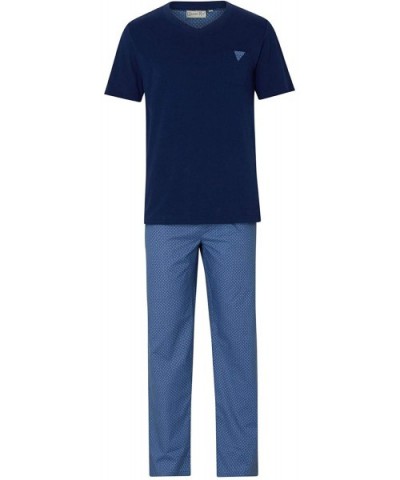 Mens 100% Cotton Jersey T-Shirt and Woven Bottoms Pajamas Navy- Grey or Blue Medium-3XL - Wr1802 - Blue - CP196X83O09 $59.59 ...