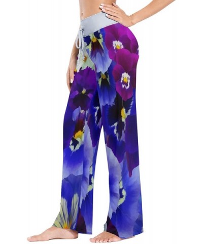 Purple Flowers Womens Pajama Pants Loose Long Lounge Sleepwear Yoga Gym Trousers - CQ19DWHLCWH $42.75 Bottoms