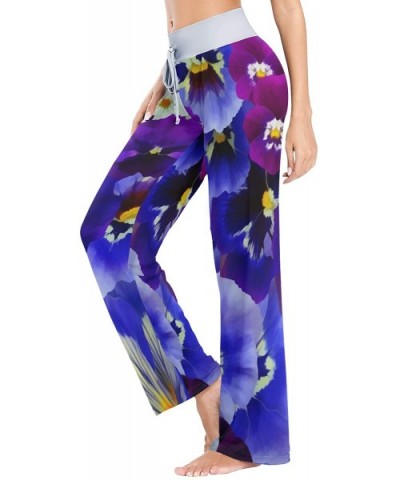 Purple Flowers Womens Pajama Pants Loose Long Lounge Sleepwear Yoga Gym Trousers - CQ19DWHLCWH $42.75 Bottoms