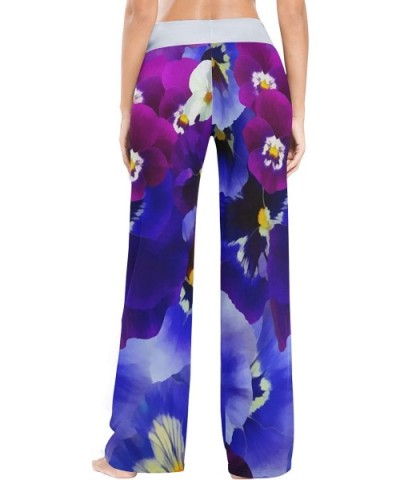 Purple Flowers Womens Pajama Pants Loose Long Lounge Sleepwear Yoga Gym Trousers - CQ19DWHLCWH $42.75 Bottoms