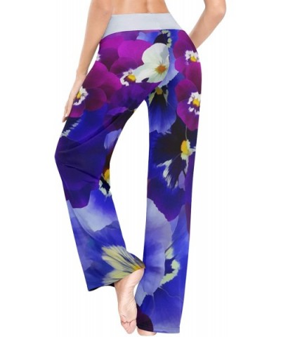 Purple Flowers Womens Pajama Pants Loose Long Lounge Sleepwear Yoga Gym Trousers - CQ19DWHLCWH $42.75 Bottoms