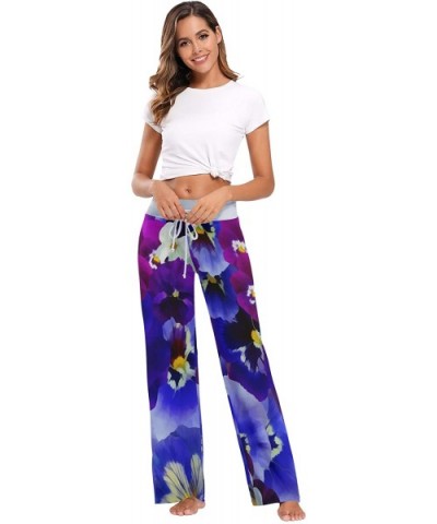 Purple Flowers Womens Pajama Pants Loose Long Lounge Sleepwear Yoga Gym Trousers - CQ19DWHLCWH $42.75 Bottoms