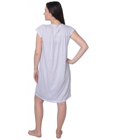 Women's Cotton Blend Floral Print Short Sleeve Knit Nightgown - Solid Purple Color - CV18D8TCLYT $24.94 Nightgowns & Sleepshirts