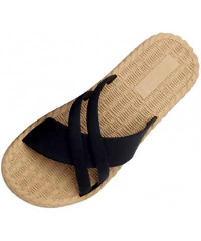 Women's Vintage Weaving Slippers- Solid Color Bandage Summer Beach Casual Slippers - Black - C9196ICUENW $16.38 Garters & Gar...