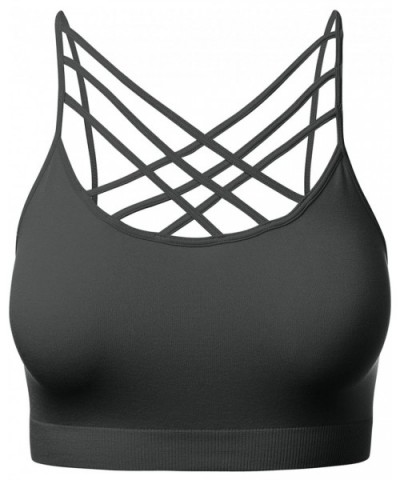 Women's Novelty Bras Seamless Triple Criss-Cross Front Bralette Sports Bra - 102-ash Grey - CU1880239YC $14.78 Bras