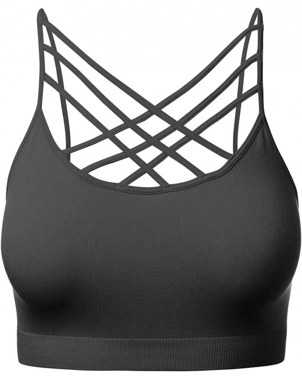 Women's Novelty Bras Seamless Triple Criss-Cross Front Bralette Sports Bra - 102-ash Grey - CU1880239YC $14.78 Bras