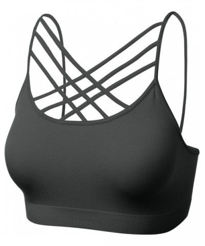 Women's Novelty Bras Seamless Triple Criss-Cross Front Bralette Sports Bra - 102-ash Grey - CU1880239YC $14.78 Bras