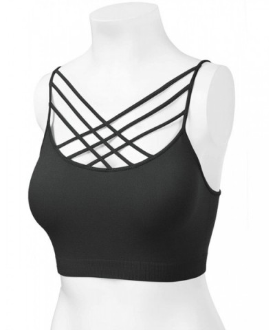 Women's Novelty Bras Seamless Triple Criss-Cross Front Bralette Sports Bra - 102-ash Grey - CU1880239YC $14.78 Bras