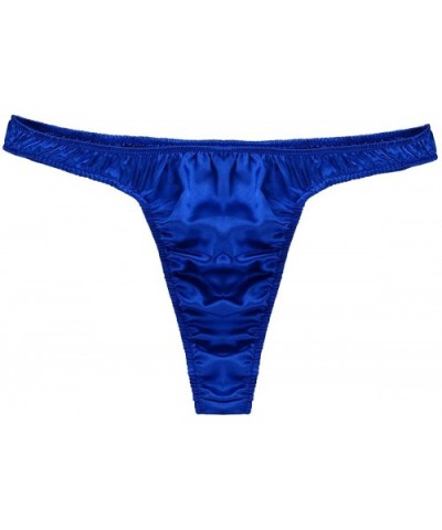 Sissy Pouch Panties Men's Frilly Satin Bikini Male Briefs Underwear Cross Dresser Thongs - Blue - CD18GTRMI85 $18.54 G-String...