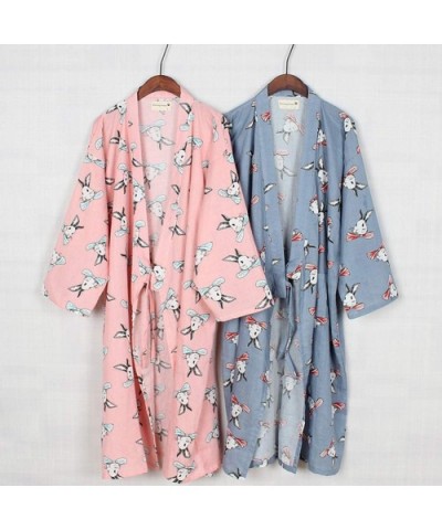 Japanese Women's Robe Cotton Dressing Gown Kimono Pajamas Nightgown[Size L] - Blue952 - CZ18GE7NLKO $55.79 Nightgowns & Sleep...