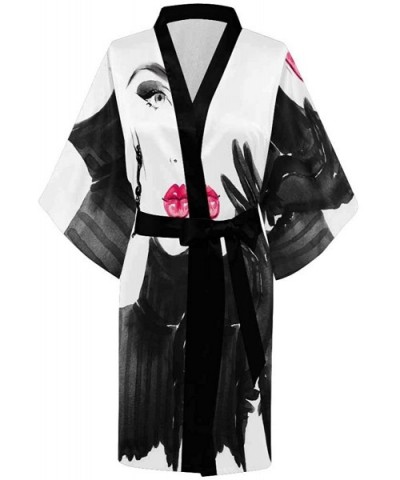 Custom Black and White Unicorn Women Kimono Robes Beach Cover Up for Parties Wedding (XS-2XL) - Multi 3 - CS194X36COI $77.48 ...