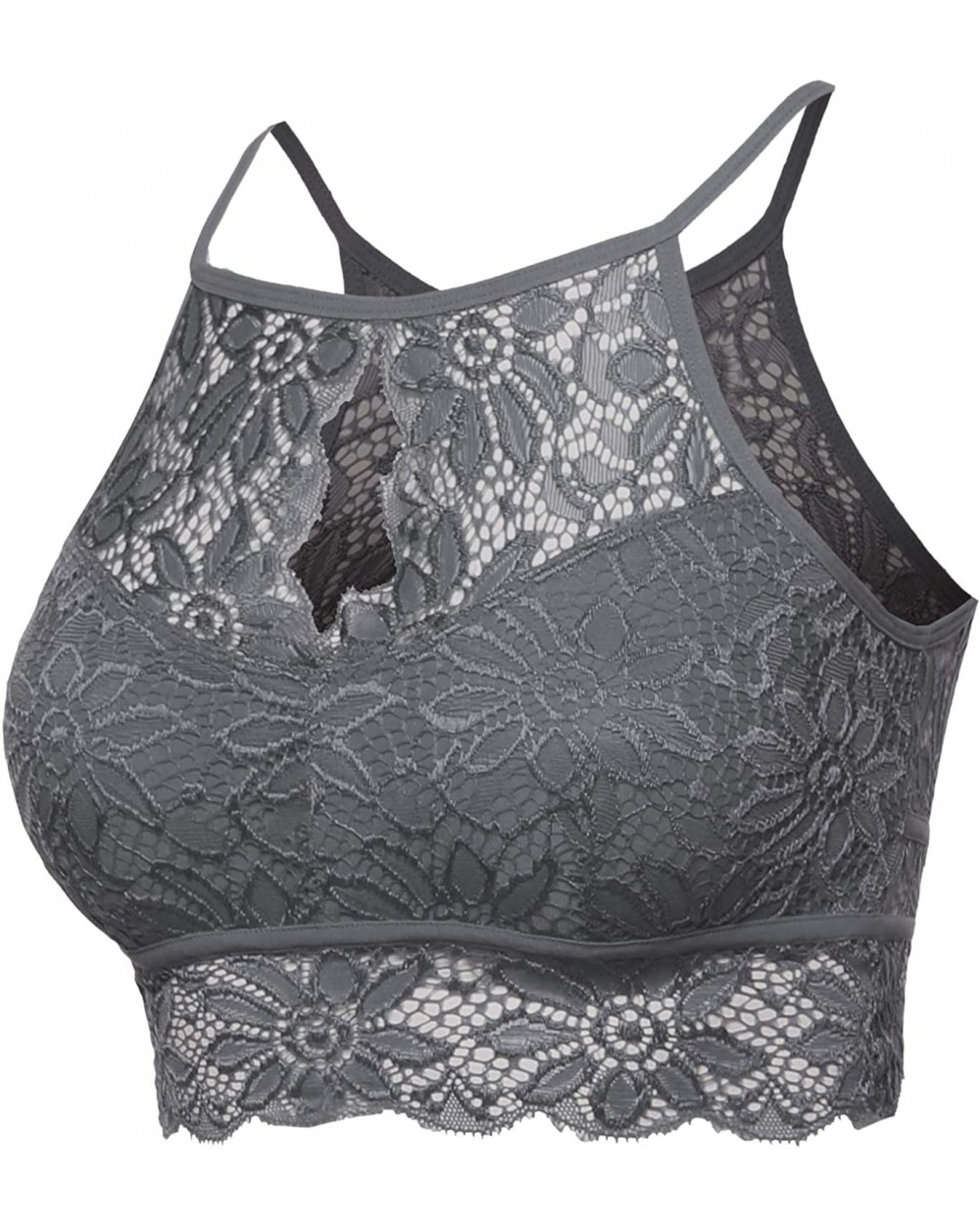 Women's Sexy Lace High Neck Bralette Top - Aawtkv0027 Ash Grey - CH18OTH3S3U $23.84 Bras