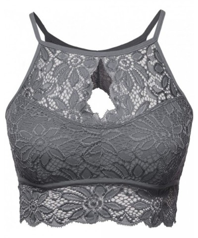 Women's Sexy Lace High Neck Bralette Top - Aawtkv0027 Ash Grey - CH18OTH3S3U $23.84 Bras