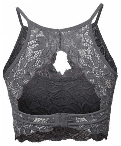 Women's Sexy Lace High Neck Bralette Top - Aawtkv0027 Ash Grey - CH18OTH3S3U $23.84 Bras